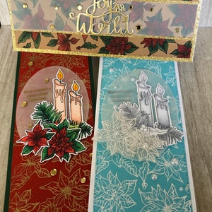 Slimline Christmas card set, 3D holiday greeting card in a slimline card design with elegant poinsettias, elegant handmade Christmas card image 1