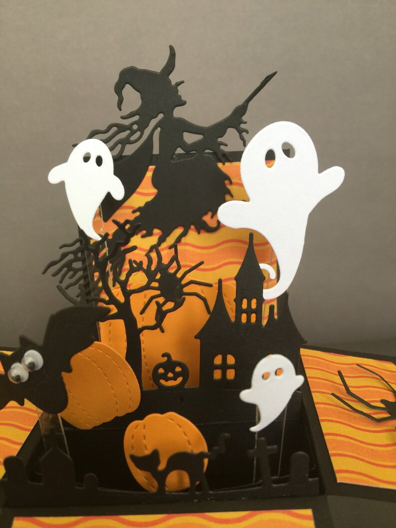 Halloween pop up card Flying witch pop up box card 3D Etsy