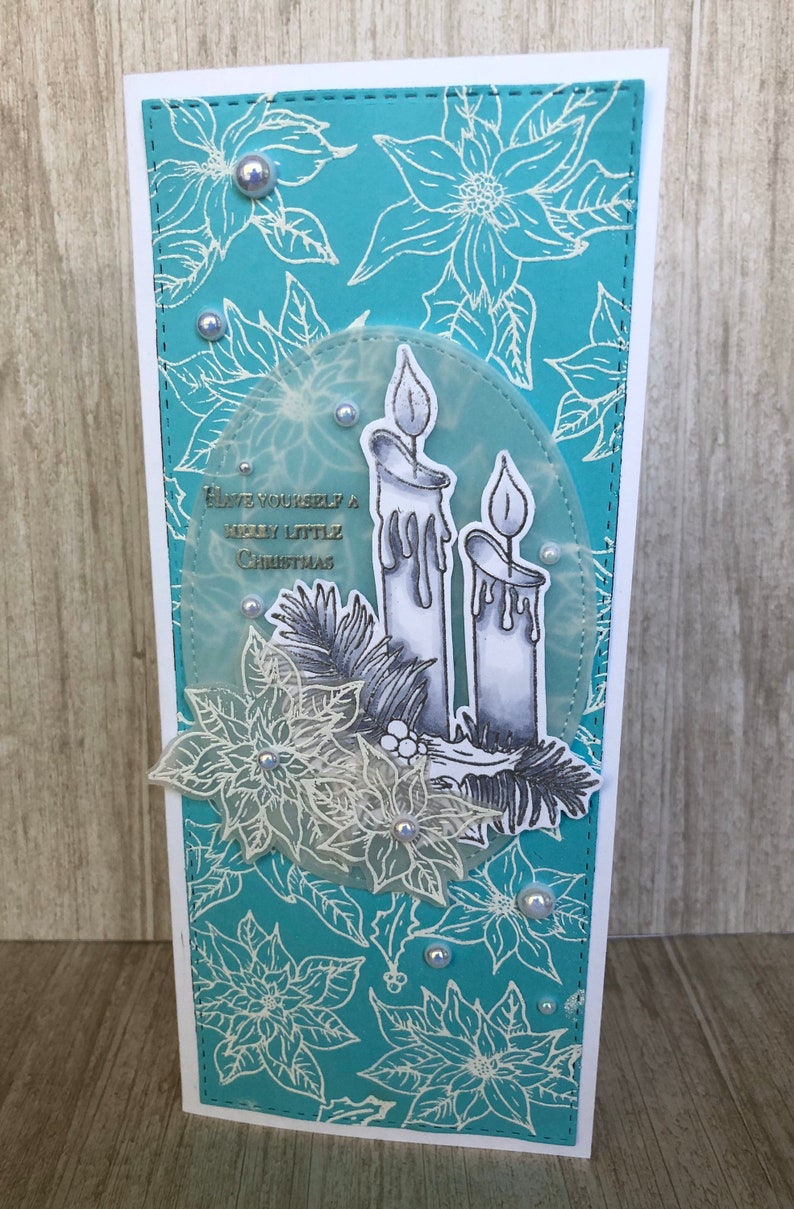 Slimline Christmas card set 3D holiday greeting card in a | Etsy