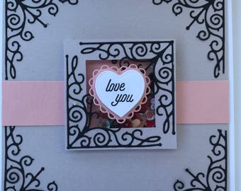 Beautiful Valentine’s Day or anniversary card using hero arts stamps and dies- intricate 5.5 by 5.5 square love card