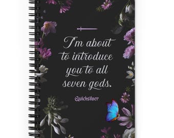 Quicksilver Inspired 5.5" x 8.5" Notebook - All Seven Gods - Dotted Journal - Brimstone Kingfisher Bookish Gift - Smut - Callie Hart