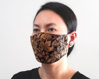 Mascarilla facial de algodón 3D, lavable, talla para adulto, con correas ajustables.