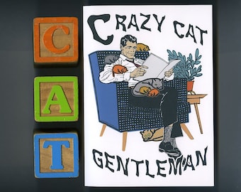 Crazy Cat Gentleman - Cat Man, Cat Lover, Cat Guy Card, Cat Person Gift 5x7 inch Card