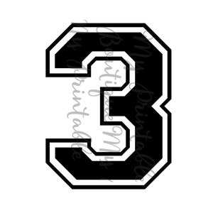 Iron on number 3 for tshirt transfer INSTANT DOWNLOAD