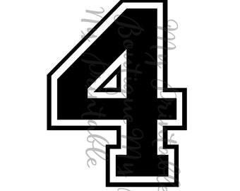 Iron on number 4 for Tshirt transfer  INSTANT DOWNLOAD Printable