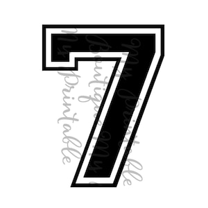 Bügeleisen auf Nummer 7 für Tshirt, sofortiger Download