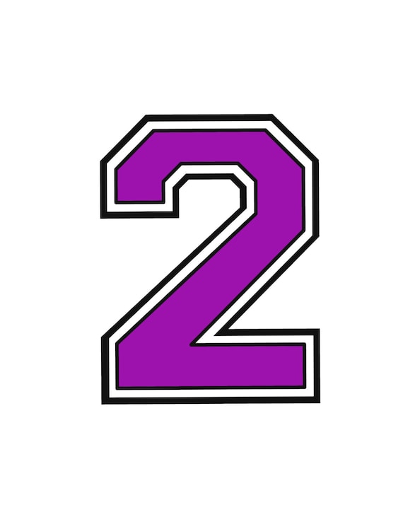 Iron on Purple Number 2 for T Shirt Transfer INSTANT