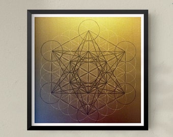 Metatron's Cube Art Print: Sacred Geometry, Signed (8x8 inches)