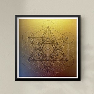 Metatron's Cube Print, Sacred Geometry Art, 8x8 inches print in a matte and signed by artist