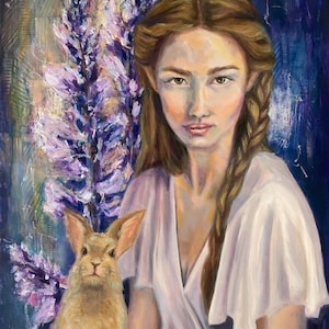 Curiosity The Rabbit Fine Art Print 9x12 inches Divine Feminine Art image 1