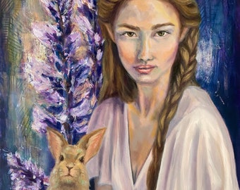 Curiosity - The Rabbit Fine Art Print 9x12 inches- Divine Feminine Art