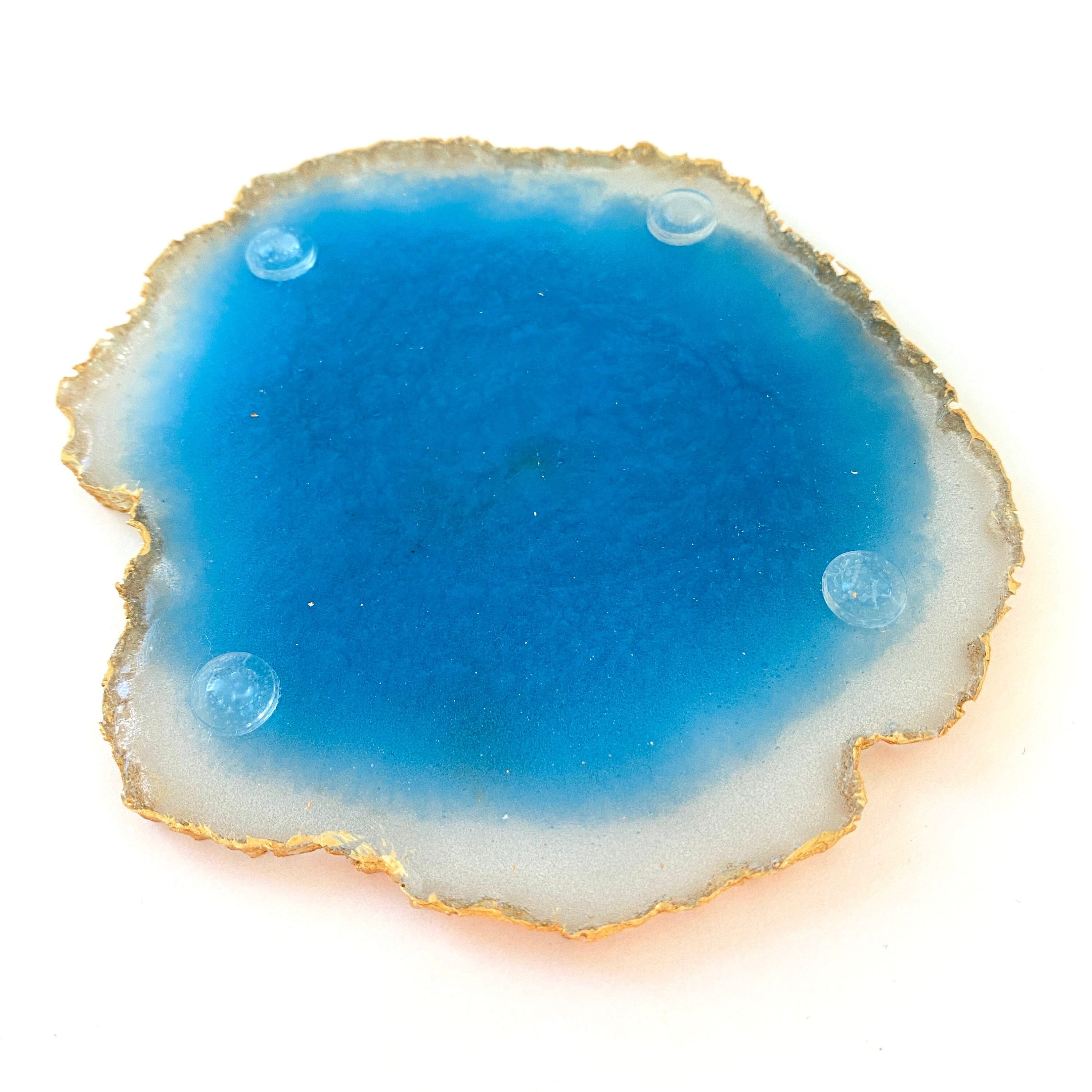 Resin coaster set 4 geode resin coasters in blue and gold Etsy