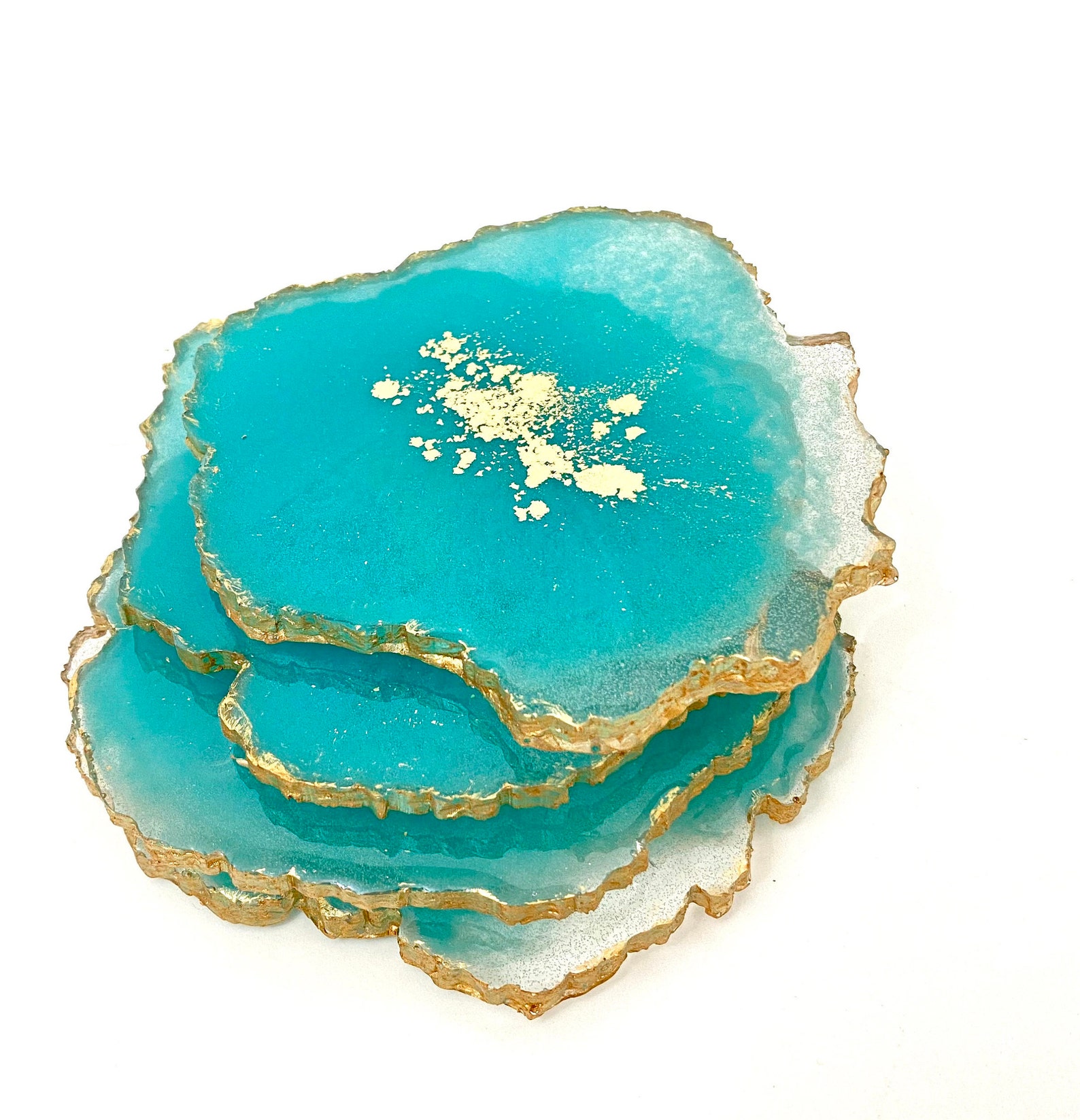 Turquoise resin coasters set set of 4 geode resin coasters in Etsy