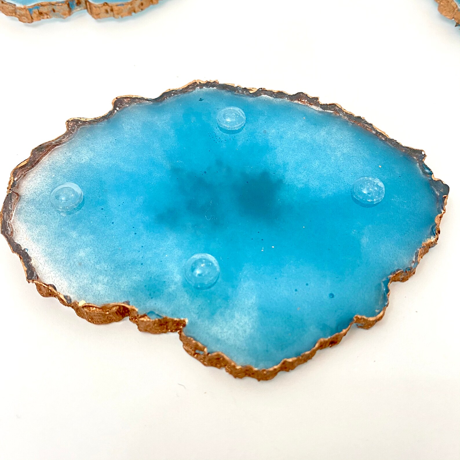 Teal Geode Resin Coasters Set Set of 4 Epoxy Resin Coasters Etsy