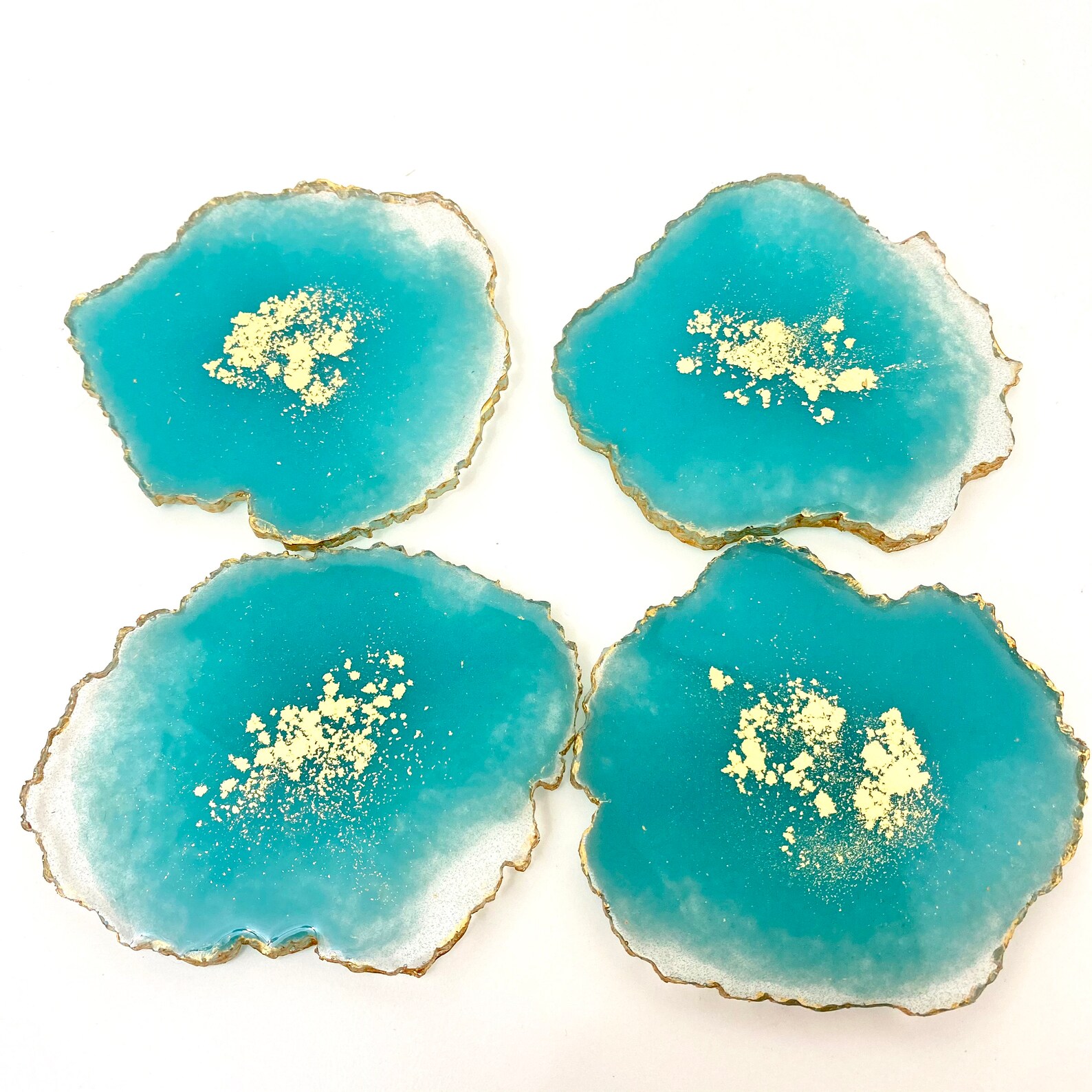 Turquoise resin coasters set set of 4 geode resin coasters in Etsy