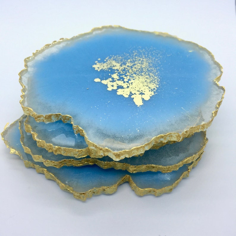 Resin Coaster Set 4 unique geode resin coasters choose your Etsy