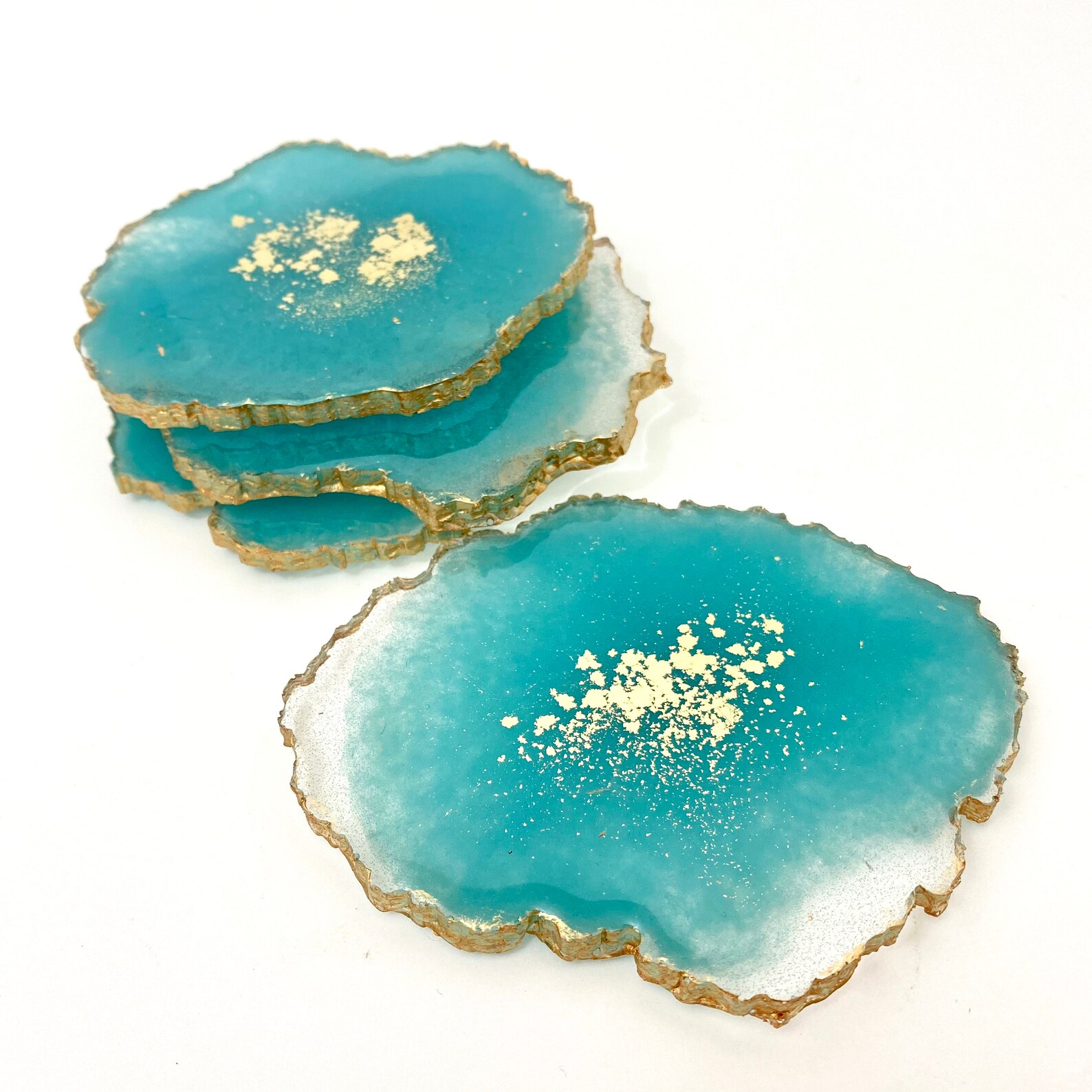 Turquoise resin coasters set set of 4 geode resin coasters in Etsy