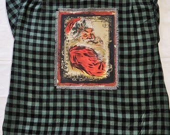 Vintage Santa on Flannel Shirt