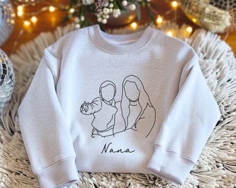 Custom Family Portrait Sweatshirt | Custom Photo Shirt | Line Art Crewneck | Custom Line Art From Photo | Mother's Day Gift | Grandma Gift