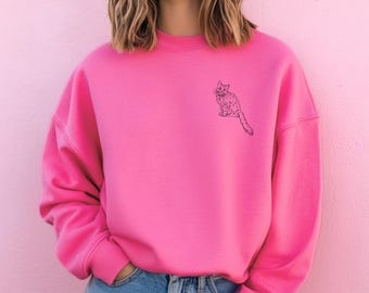 Custom Embroidered Cat Sweatshirt, Custom Dog Sweatshirt: Personalized Pet Portrait Sweatshirt for Animal Lovers or Pet Memorial