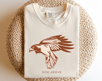 Falcon Rise Above Comfort Colors Shirt - Graphic Tee | Shirt for Nature Lovers | Red Tailed Hawk Shirt