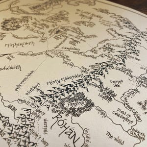 Hand-drawn Middle Earth Map: Handmade Lord of the Rings Wall Art - Etsy