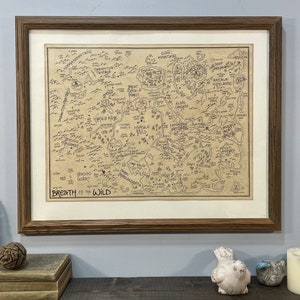 Breath of the Wild map: Aged, Handmade, Hand drawn, Authentic Gift, Fantasy Art
