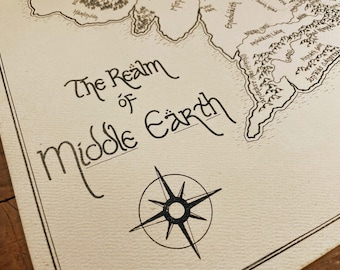 Hand-Drawn Middle Earth Map: Handmade Lord of the Rings wall art