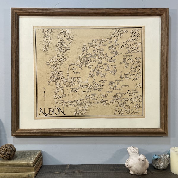 Fable map, Albion: Aged, Handmade, Hand drawn, Authentic Gift, Fantasy Art