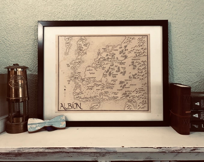 Fable map Albion Aged Handmade Hand drawn Authentic Gift Etsy