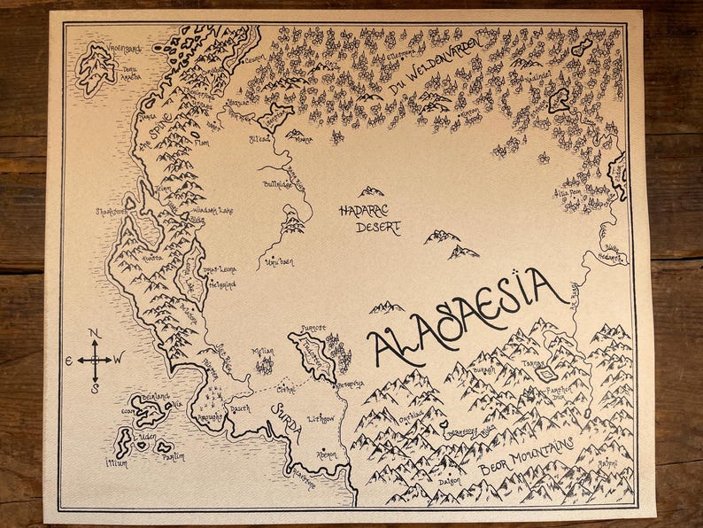 Hand-drawn Eragon Map: Alagaesia Fantasy Print Art imagen 3
