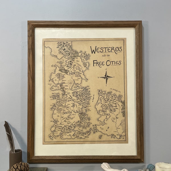 Map of Westeros: Aged, Handmade, Hand drawn, Authentic Game of Thrones Gifts, Fantasy, Books and TV, Art