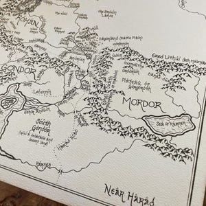 Hand-drawn Middle Earth Map: Handmade Lord of the Rings Wall Art - Etsy