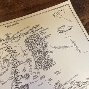 Hand-drawn Middle Earth Map: Handmade Lord of the Rings Wall Art - Etsy