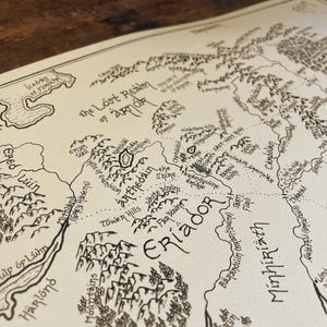Hand-drawn Middle Earth Map: Handmade Lord of the Rings Wall Art - Etsy