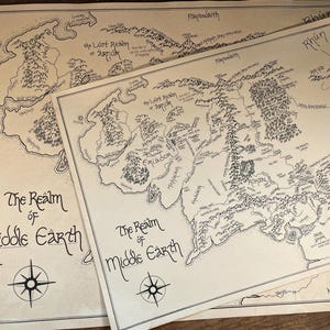 Hand-drawn Middle Earth Map: Handmade Lord of the Rings Wall Art - Etsy