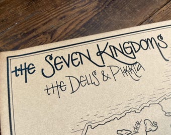 Map the Graceling world: Aged, Handmade, Hand drawn, Authentic Gift, Fantasy Art
