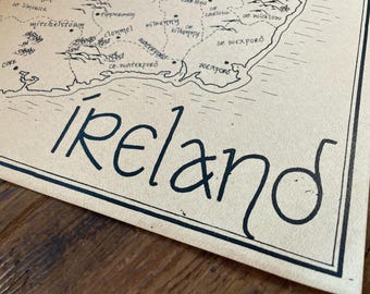 Ireland Map, Hand drawn fantasy style map of Éire