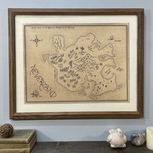 Map of Neverland: Aged, Handmade, Hand drawn, Authentic Gift, Fantasy Art