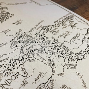 Hand-drawn Middle Earth Map: Handmade Lord of the Rings Wall Art - Etsy