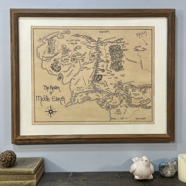 Middle-Earth Map: Handmade, Hand-drawn Lord of the Rings Map, Fantasy Art, Book Art, Movie Art