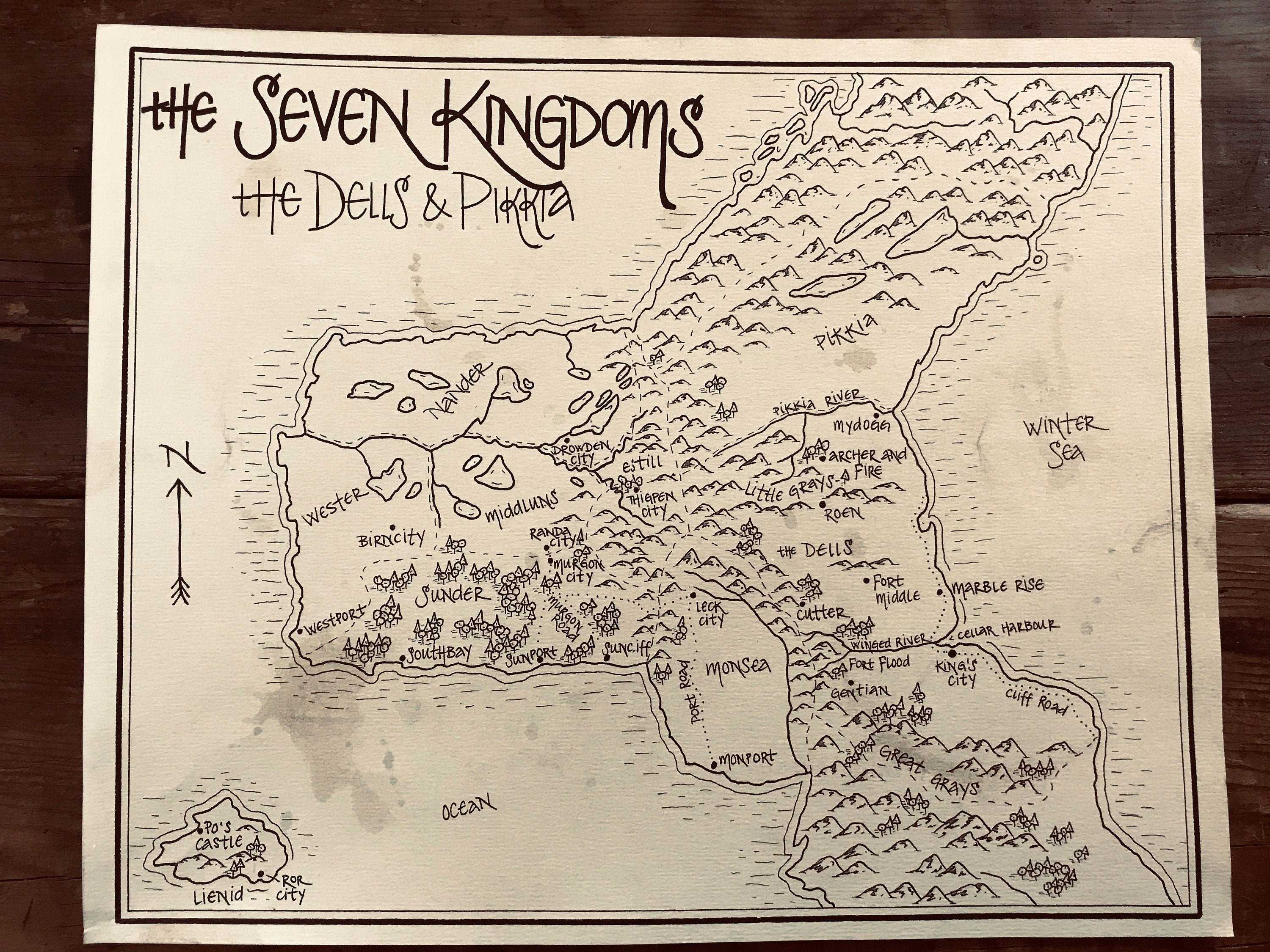 Map the Graceling World: Aged Handmade Hand Drawn Authentic  Etsy
