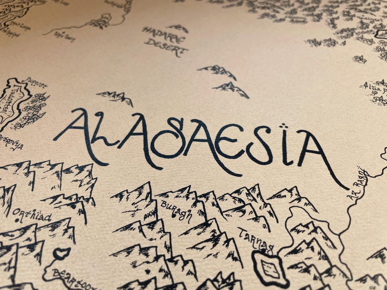 Hand-drawn Eragon Map: Alagaesia Fantasy Print Art imagen 1