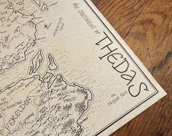 Dragon Age map of Thedas: Aged, Handmade, Hand drawn, Authentic Gift, Fantasy Art
