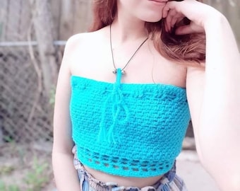 Crochet Blue Moss Crop Top English PDF Pattern