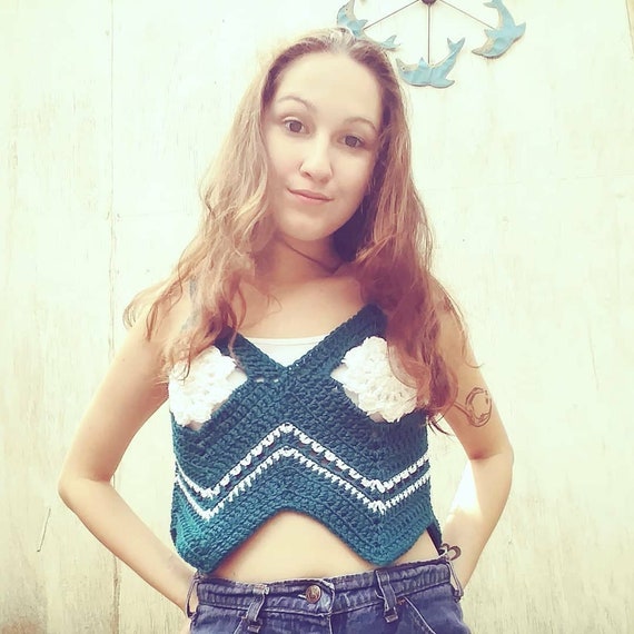 Crochet Flower Zig Zag Crop Top English PDF Pattern