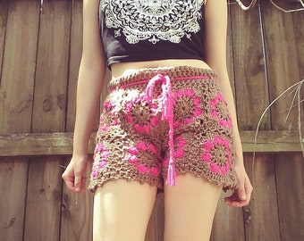 Crochet Flower Granny Square Shorts English PDF Pattern