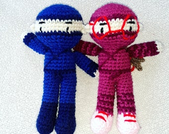 Crochet Wesley & Georgie Amigurumi Plush From Hello Ninja English PDF Pattern