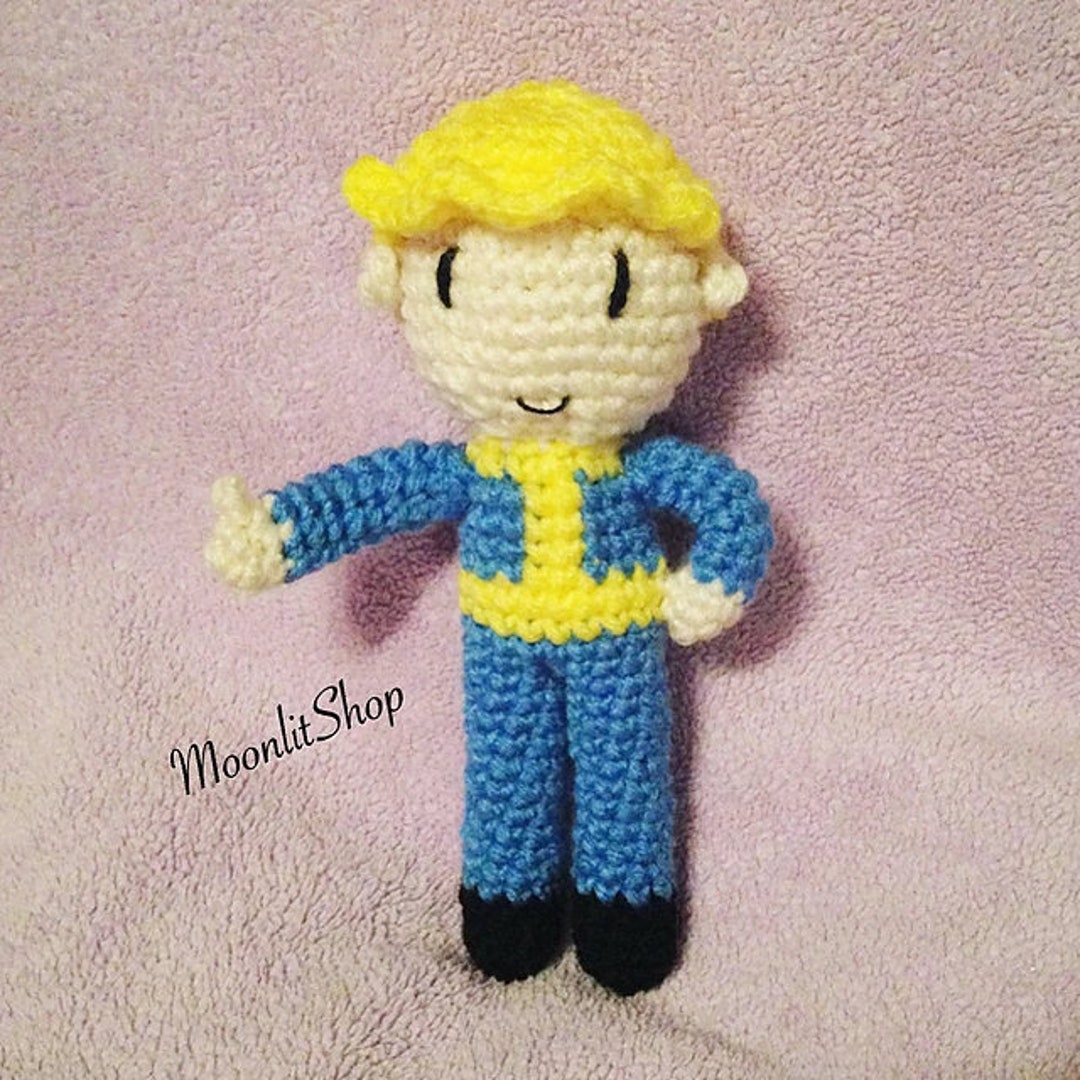 Fallout Inspired Crochet Vault Boy Amigurumi Doll English PDF Pattern