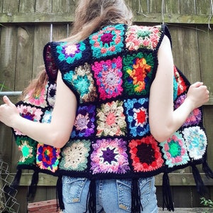 Crochet Flower Granny Square Vest English PDF Pattern - Etsy
